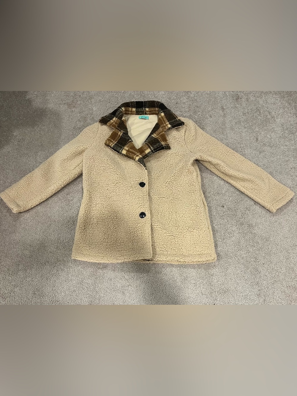 Sunshine & Rodeos Fleece Teddy Jacket with Plaid Collar
